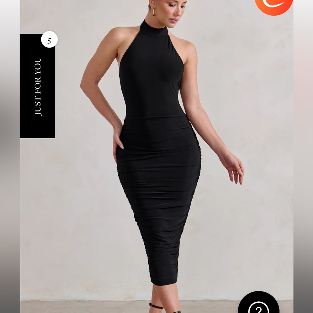 Club L London Black Halter Ruched Dress Size 4